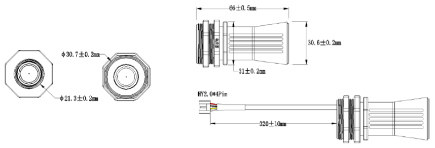 DDS75-MS ultrasonic probe dimensions