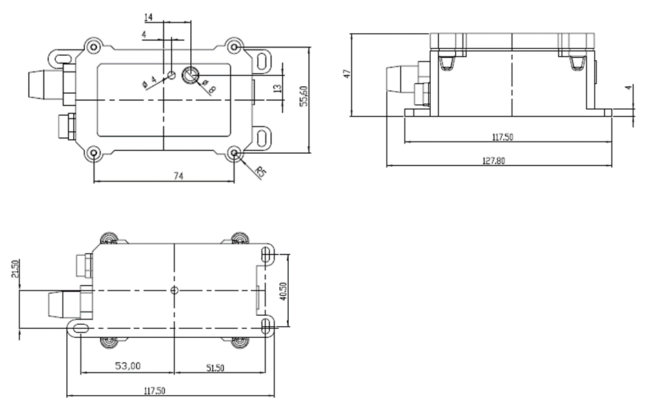 DDS75-MS ultrasonic probe mechanical reference